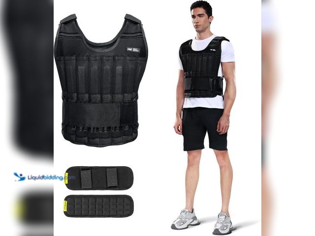 Lot 49-5483996 - BeatBoost 60lb Adjustable Weight Vest with Steel Plates Weights for Walking Strength Training Runnin...