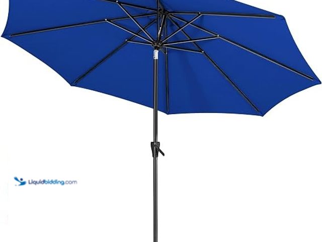 Lot 49-3617626 - Tempera 10-Ft Auto Tilt Patio Umbrella (Blue) - Unused   Ref#BIN0730