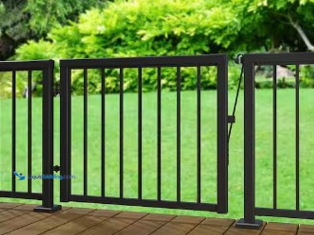 Lot 49-1625611 - PEAK Aluminum Railing 36 in. H x 40 in. W Matte Black Aluminum Deck Railing Picket Gate, Model # 361...