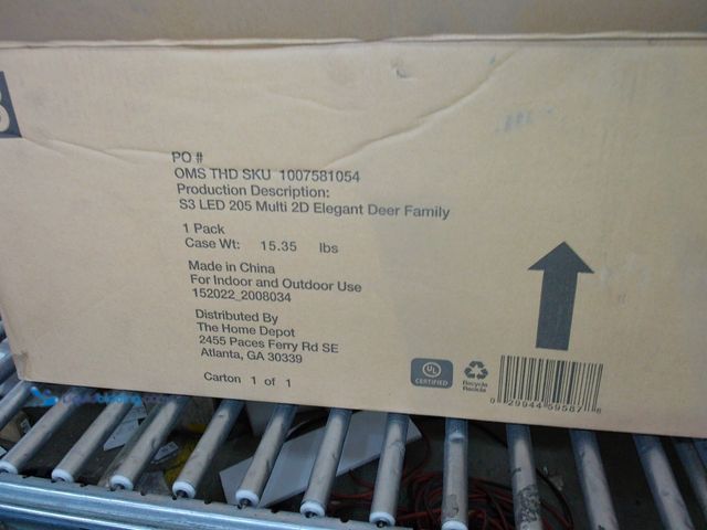 Lot 49-1546922 - 69" Cool White Indoor/Outdoor LED 205 Multi 2D Elegant Deer Family with Shiny Red Bows and Holly, Pr...