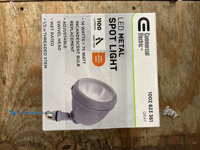 Lot 49-3563962 - QTY 2 - Commercial Electric 14-Watt Hardwired Gray LED Landscape Flood Light Metal Spot Light, 1100 ...