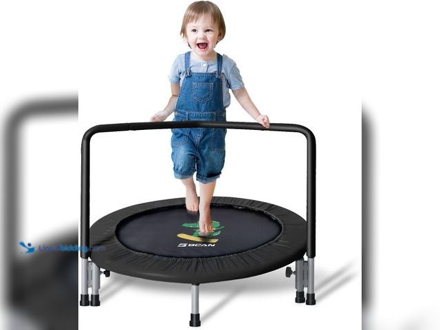 Lot 49-3511700 - BCAN 36'' Mini Folding Ages 2 to 5 Toddler Trampoline with Handle for Kids, Two Ways to Assemble The...
