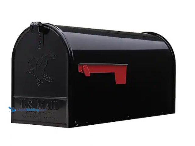 Lot 49-3631390 - Architectural Mailboxes Elite Black Large Steel Post Mount Mailbox Model # E1600BAM, Unused.   Ref#B...