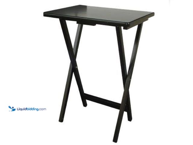 Lot 49-5554423 - QTY 4- Peakform TV Tray Wood Black. Model: 80980. Unused