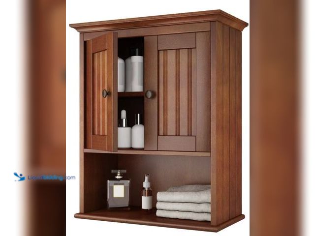 Lot 49-5436684 - Treocho Wood Wall Cabinet, Bathroom Medicine Cabinet Storage with Doors and Adjustable Shelf, Rustic...