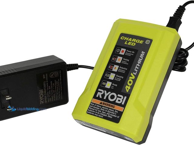 Lot 49-5453628 - RYOBI GEN2 Lithium-ion 40 Volt 40v Slim Line Compact Battery Charger. [Model:  OP404VNM] Used