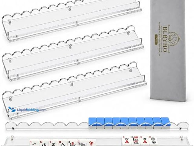 Lot 49-2025640 - Set of (4) BLBYHO Premium Acrylic Mahjong Racks with Pushers, Clear, 20 inch, Model # B0GYWS8273, MS...