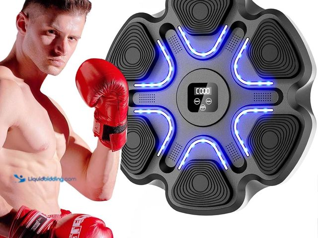 Lot 49-5408446 - Premium Music Boxing Machine with Gloves, Smart Bluetooth Machine with LED Electronic Wall Mounted, ...