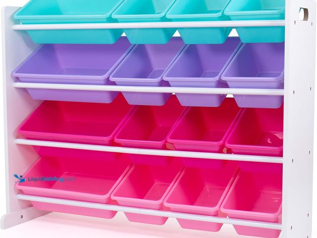 Lot 49-5538935 - Humble Crew Toy Storage Organizer with 16 Removable Storage Bins for Kids Playroom, 4-Tier Toddler T...