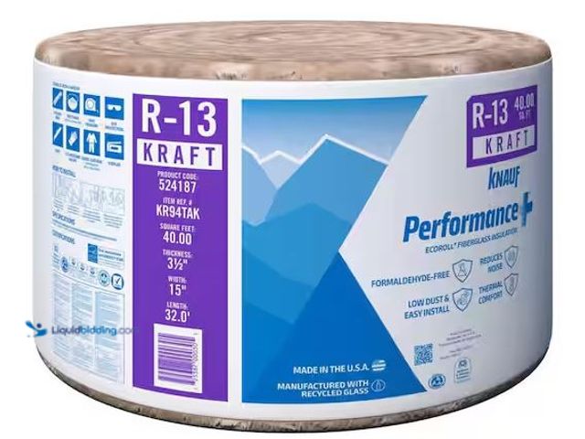 Lot 49-5486082 - Knauf Insulation
R13 Kraft Faced 15 in. x 32 ft. Fiberglass Insulation Roll for 2x4 Wall - Sound-Re...