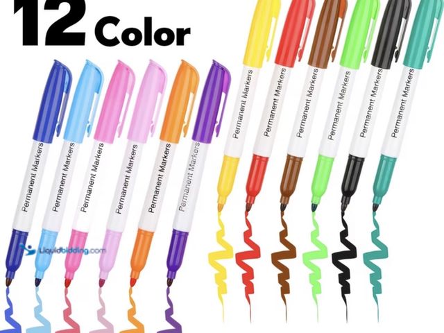 Lot 49-1975782 - New 36  Permanent Markers Bulk Poster Markers Colored Fine Point Pens Quick  Markers Works on Paper ...