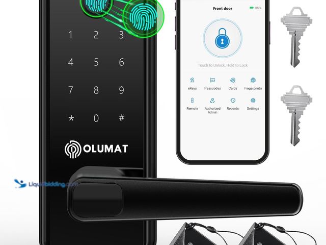 Lot 49-3528864 - Smart Door Lock, OLUMAT Keyless Entry Door Lock Fingerprint Door Lock with Keypad Digital Lock with ...