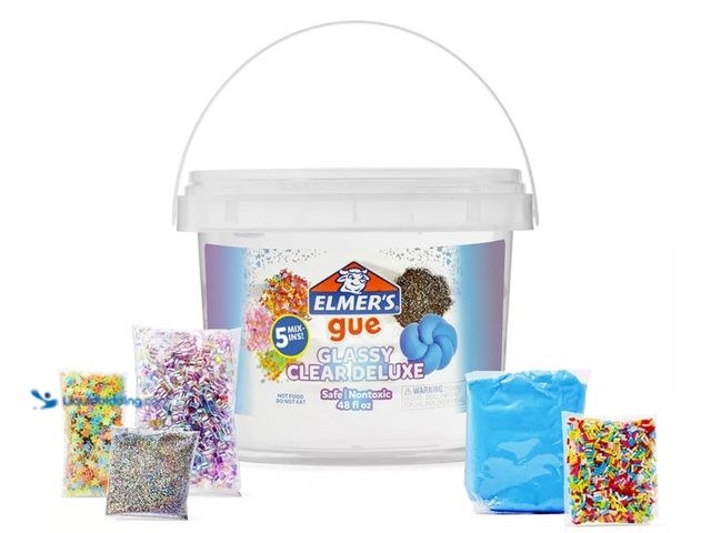 Lot 49-1557323 - Elmer's Gue 3lb Glassy Clear Deluxe Premade Slime Kit with Mix-Ins: Sensory Development, Storage Con...