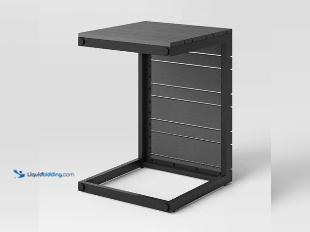 Lot 49-5552107 - Esker Recycled Resin Rectangle C-Shaped Patio Accent Table Gray - Threshold™. Unused