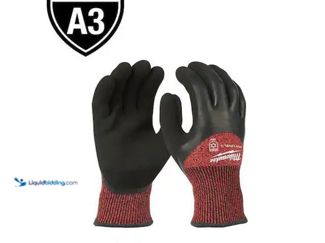 Lot 49-1579041 - Lot of (3) Milwaukee Large Red Latex Level 3 Cut Resistant Insulated Winter Dipped Work Gloves Model...