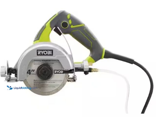 Lot 49-2022717 - RYOBI 12 -Amps 4 in. Blade Corded Wet Tile Saw, Model # TC401, MSRP $119, Used, Has attachments, Pow...