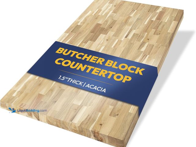 Lot 49-1630842 - Acacia Butcher Block Countertop 60 x 36 x 1.5 Inches, Unfinished Solid Wood Table Top for Desk Top, ...