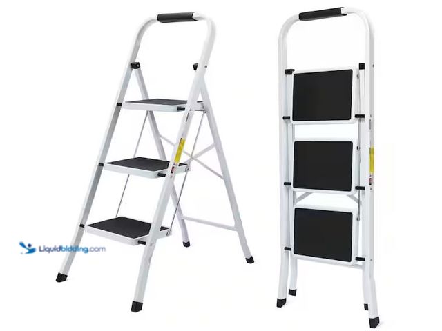 Lot 49-1576369 - Tatayosi 3-Step Iron Folding Step Stool Ladder 330 lbs. Load Capacity Type IA Duty Rating (5.51 ft. ...