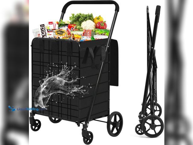 Lot 49-5405752 - Shopping Cart for Groceries, 396 LBS Super Capacity Folding Utility Cart with Waterproof Liner, 360°...