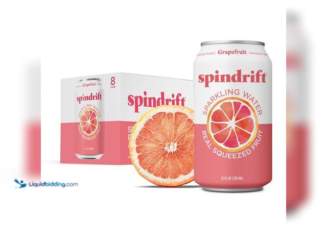 Lot 49-3539123 - Spindrift Sparkling Water, Grapefruit Flavored, Made with Real Squeezed Fruit, (Only 15 Calories per...