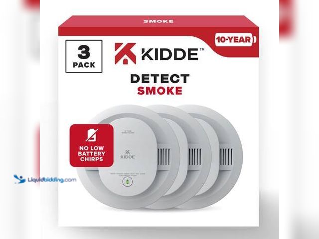 Lot 49-5548957 - QTY 3 - Kidde 10-Year Battery Powered Smoke Detector with Photoelectric Sensor Model # 21031468 UNUS...