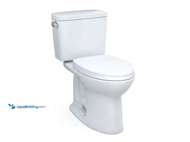 Lot 49-1569530 - TOTO Drake 10 in. Rough In Two-Piece 1.6 GPF Single Flush Elongated Toilet in Cotton White, Soft Clo...