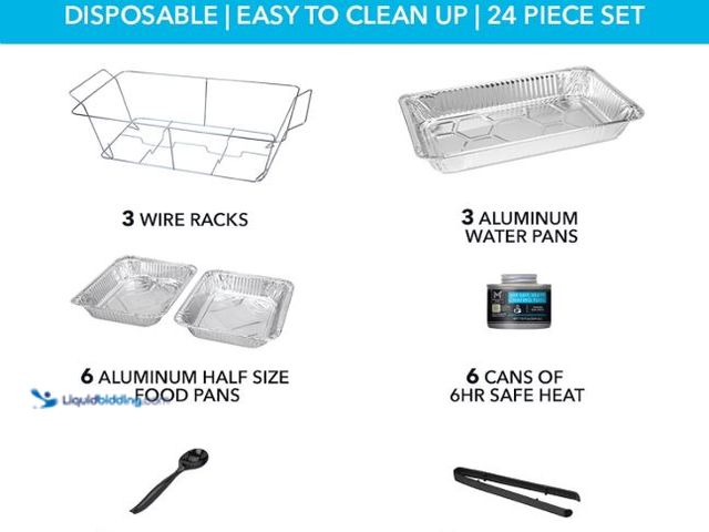 Lot 49-1623962 - Member's Mark Party Set with 2-Hour Safe Heat Chafing Fuel, 24 ct., Model # 634835, Unused.  Ref#WM0...