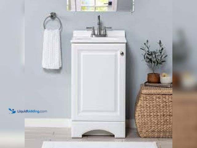 Lot 49-5461110 - Glacier Bay 19 in. Single Sink White Bath Vanity with White Cultured Marble Top (Assembled), Model# ...