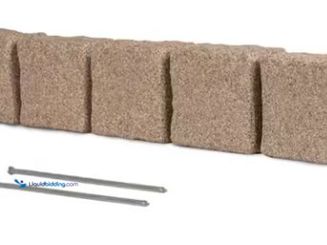 Lot 49-5551717 - Beuta 47.5 in. x 6.5 in. x 4 in. Sand Stone (Section) Faux Stone Plastic Garden Edging (1-Pack), Unu...