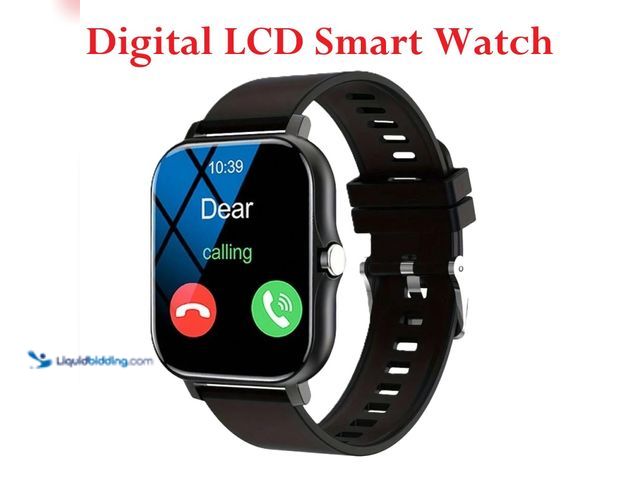 Lot 49-5492849 - Waterproof Smart Watch with Digital LCD Screen Black Case with Black Silicone Band - NEW - Featuring...