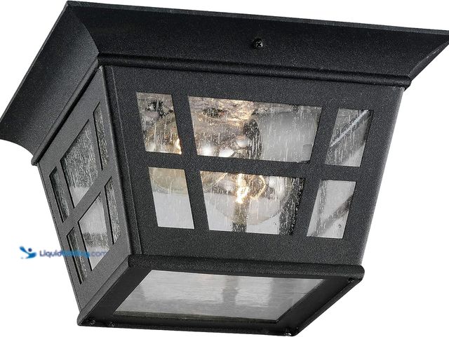 Lot 49-5409751 - Sea Gull Lighting 78131-12 Herrington Two - Light Outdoor Ceiling Flush Mount Outside Fixture, Black...