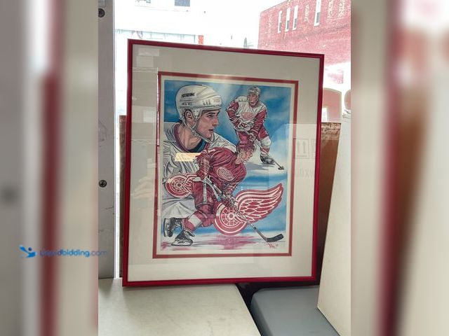 Lot 49-1505036 - COLLECTIBLE VERY NICE DETROIT RED WINGS SERGEI FEDOROV ARTISTS PRINT #1460/5000 PROFESSIONALLY FRAME...