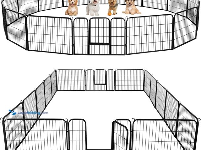 Lot 49-5543035 - Yaheetech Dog Playpen Outdoor, 24 inch 16 Panels Dog Pen Indoor Heavy Duty Puppy Exercise Pen Metal ...