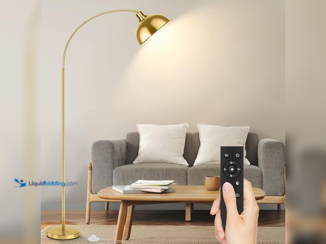 Lot 49-5581809 - Arc Floor Lamps for Living Room, Modern Tall Standing Lamp Remote Control,Stepless Dimmable Gold Flo...
