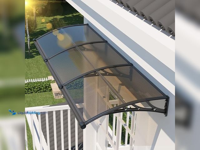Lot 49-1631910 - 48x120 Inch Awning for Door Entrance - Polycarbonate Window Canopy with Drainage, Model # B0G1TDHYGX...