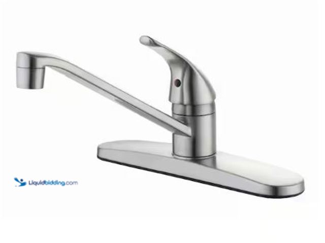 Lot 49-1625353 - Glacier Bay Single-Handle Standard Kitchen Faucet in Stainless Steel, Model # HD67103W-0608D2, Unuse...