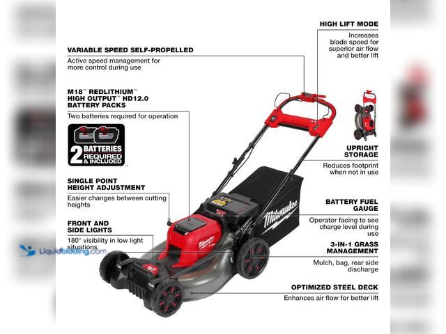 Lot 49-5408205 - Milwaukee
M18 FUEL Brushless Cordless 21 in. Walk Behind Dual Battery Self-Propelled Mower. Item is...