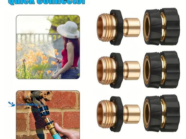 Lot 49-1792523 - New 3 Pack Garden Hose Fitting Quick Connector 3/4 Inch Male And Female Sett.