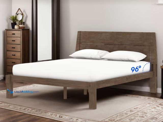 Lot 49-3480425 - FlexiSpot Full/Queen Size Kana Bed Frame with Headboard (Walnut), Model # HB6WN-F-V2-DP, Unused.   R...