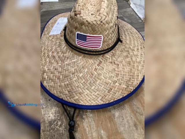 Lot 49-5436884 - Qty 2. Straw hat with American flag on fron and on the underside. Unused.