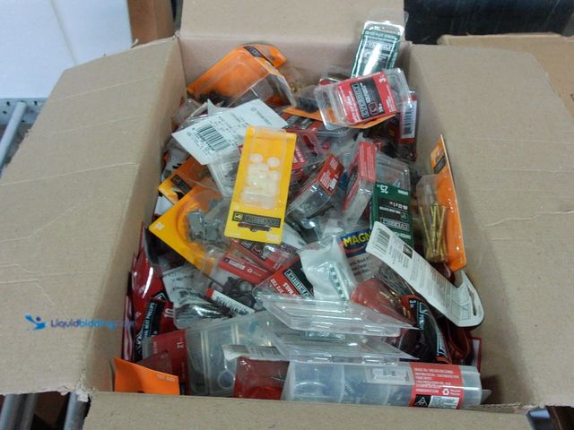 Lot 49-1549374 - Box full of miscellaneous Fasteners, Screws, Etc. Slightly used.  Ref#AHDPA1023