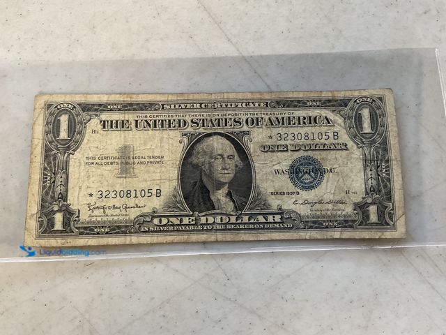 Lot 49-5467364 - 1957 B BLUE SEAL UNITED STATES ONE DOLLAR SILVER CERTIFICATE
