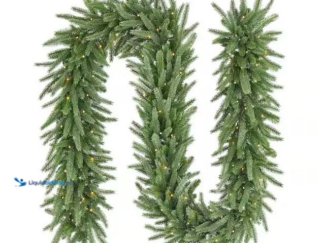 Lot 49-1543469 - Home Accents Holiday 9 ft. Hillcrest Battery Operated Noble Fir LED Pre-Lit Artificial Garland with ...