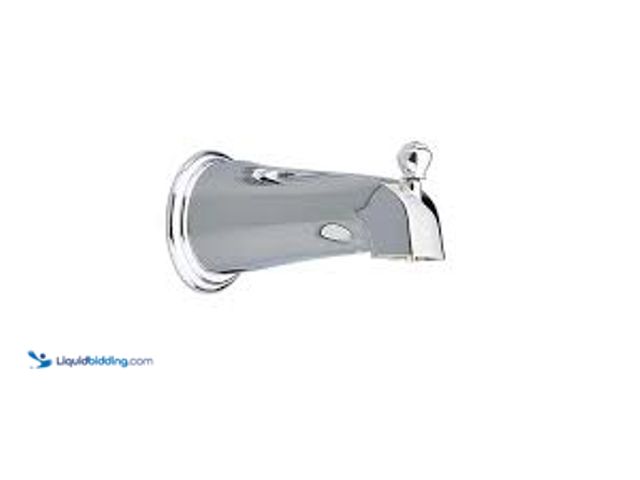 Lot 49-5459969 - MOEN Decorative Metal Diverter Tub Spout in Chrome. Model # 179101. Unused with damage to the box.