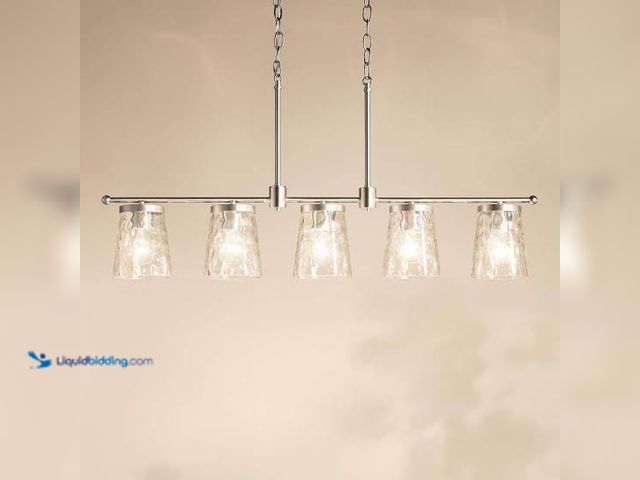 Lot 49-5544418 - KICHLER Coralise 5-Light Linear Chandelier with Clear Water Glass in Brushed Nickel. Model # 82426. ...