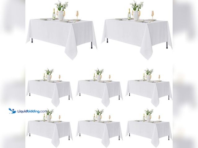 Lot 49-3527908 - Fitable 8 Pack Rectangle Tablecloths: Stain Resistant Wrinkle Free Fabric Table Clothes, Washable Re...