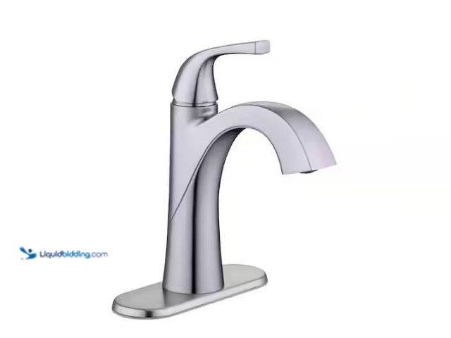 Lot 49-1549274 - Glacier Bay Atterbury Single Hole Single-Handle High-Arc Bathroom Faucet in Brushed Nickel No bottom...