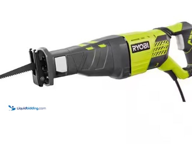 Lot 49-3615718 - RYOBI 12-Amp Corded Reciprocating Saw, Model # RJ186V, Unused, Has attachments, Powers on.   Ref#SB0...