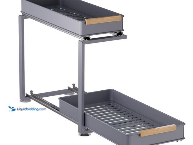 Lot 49-3431856 - Pull Out Under Sink Organizer, 2 Tier Slide Out Drawer for Kitchen, Bathroom and Cabinet Storage, St...