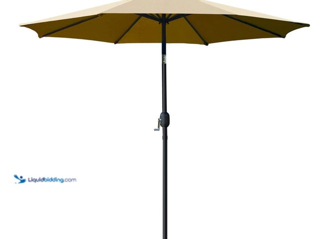 Lot 49-1547486 - Sunnyglade 9' Patio Umbrella Outdoor Table Umbrella with 8 Sturdy Ribs (Tan), Model# B01MG7HADL, Sli...
